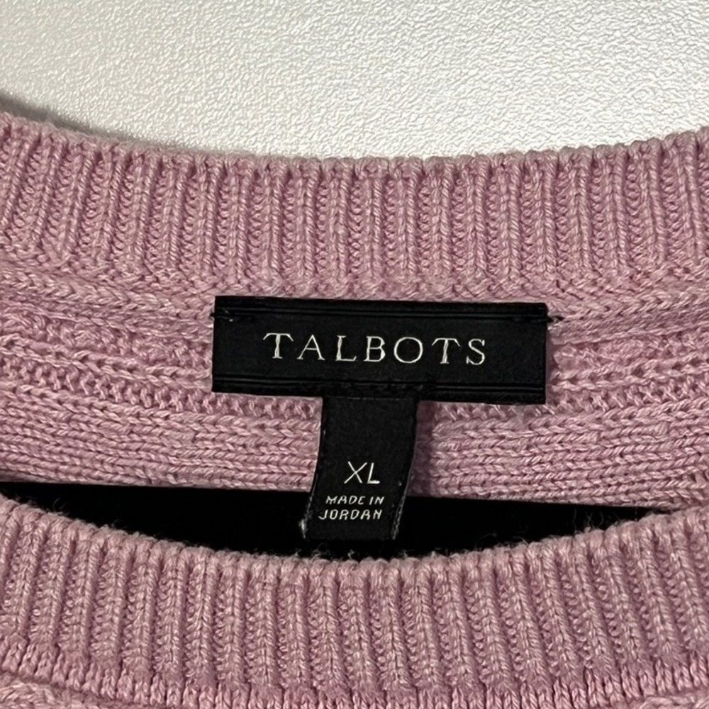 Talbots Crew Neck Knit Sweater Mauve Pink Coquette Cottage Women Size XL - Picture 3 of 6